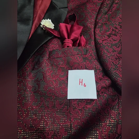 Platini Elegant Red and Black Men's Jacquard Blazer Sz.XL